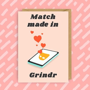 Match Made In Grindr | Valentines Card | LGBT | Queer | Gay Cards