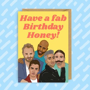 Fab 5 gelukkige verjaardagskaart | LGBTQI | Queer | Yas Queen | Gay Cards