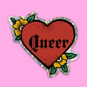 Sticker PAILLETÉS bizarre | LGBTQ | coeur pailleté | fierté | cadeau étrange | inclus