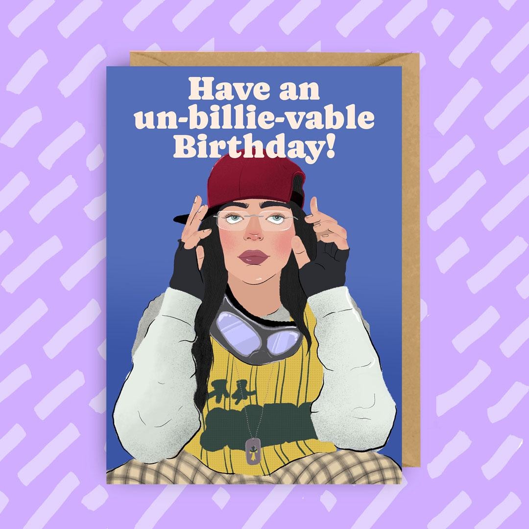Funny Billie Eilish Fan Art Birthday Card Gift