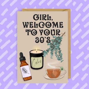 30° compleanno / Biglietto di auguri per lei / Millennial / Estetico / Bambina anni '90 / Divertente / 30 / Trenta