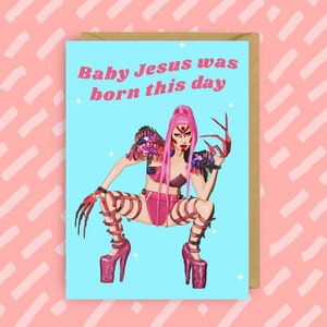 Carte de Noël Lady Gaga | Icônes pop gay | LGBT | Culture populaire | Cartes de voeux drôles | Chromatica