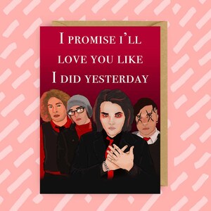 MCR Tarjeta de San Valentín | Emo | Millennial | Música Rock | Rockstar | Greeting card