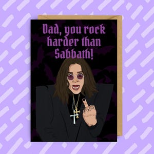 Carte de fête des pères Ozzy Osbourne | Cadeau papa rock | Carte en métal lourd | Cartes pour lui | Musique alternative | Sabbat noir | Légende du rock