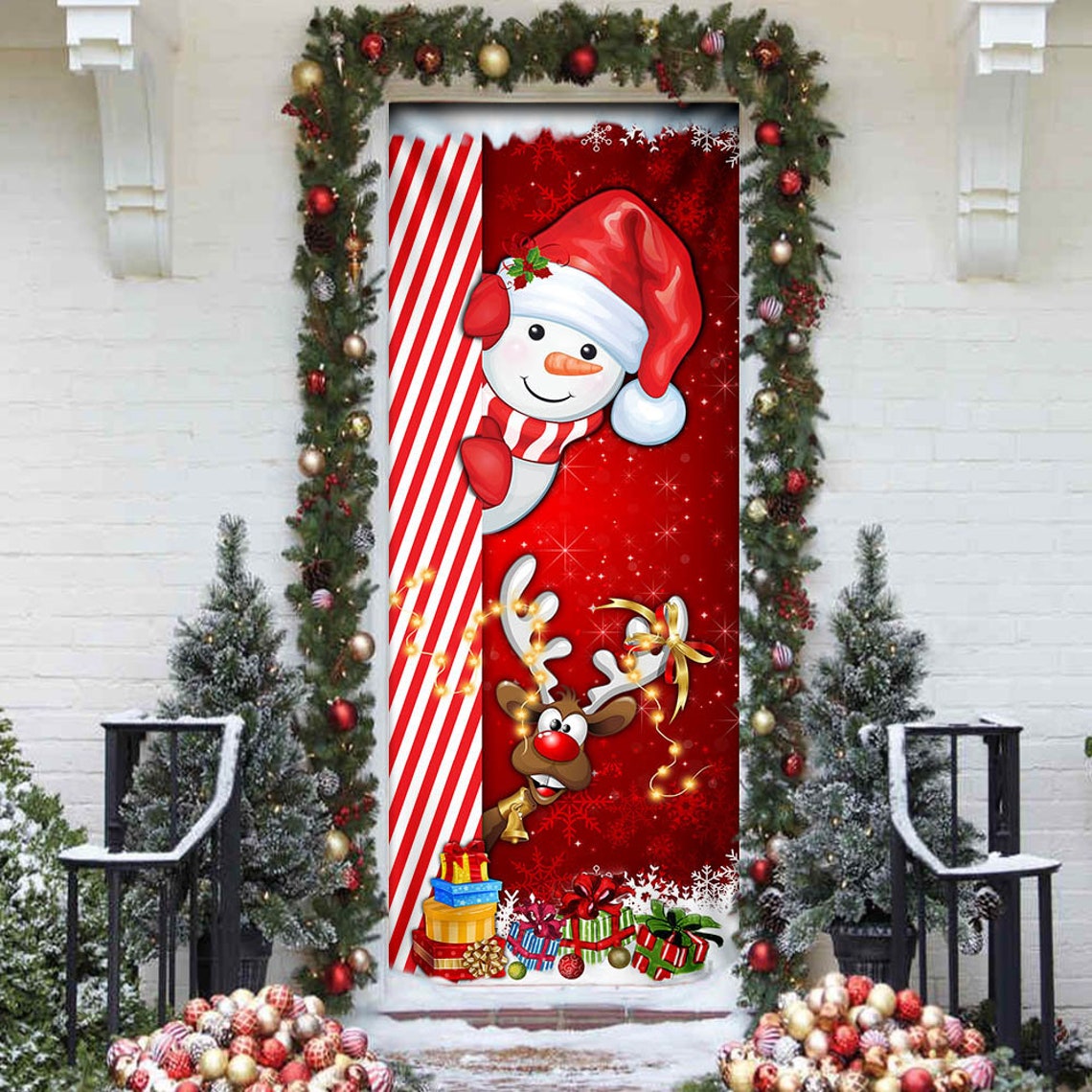 Snowman Door Cover_7 Cute Door Cover Holiday Door Cover | Etsy