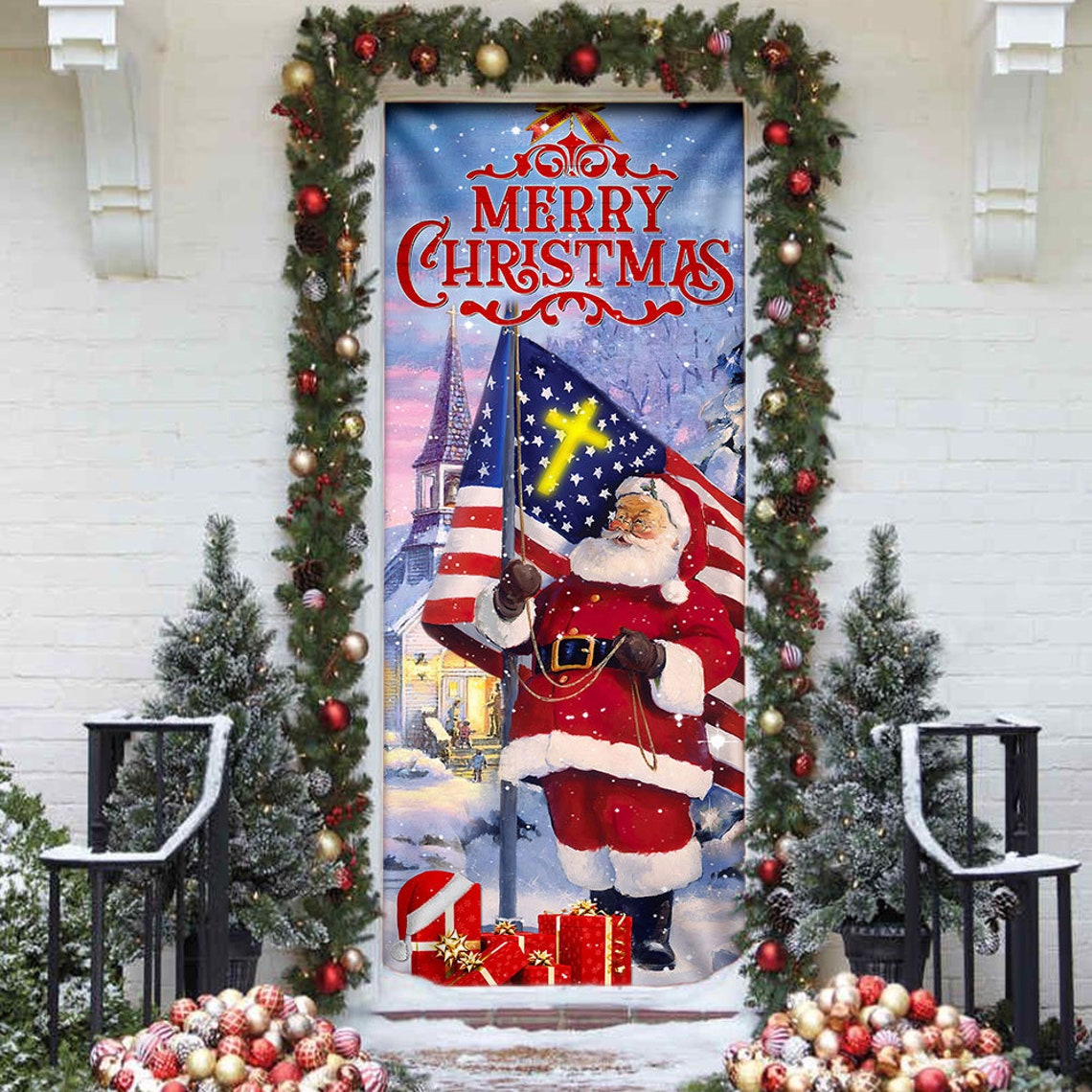 Santa Claus Merry Christmas Door Cover_1 Home Decoration Door Etsy