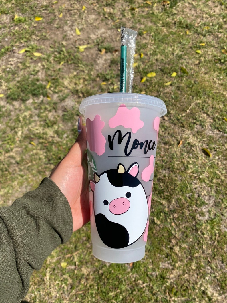 Conner the Cow SQUISHMALLOWS themed Starbucks cup + Cow Print 