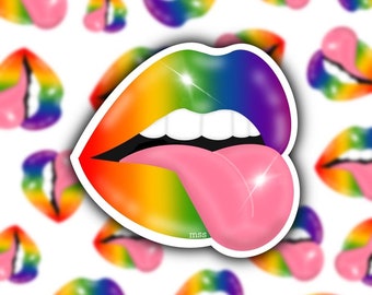 Rainbow Lips HOLOGRAPHIC Sticker