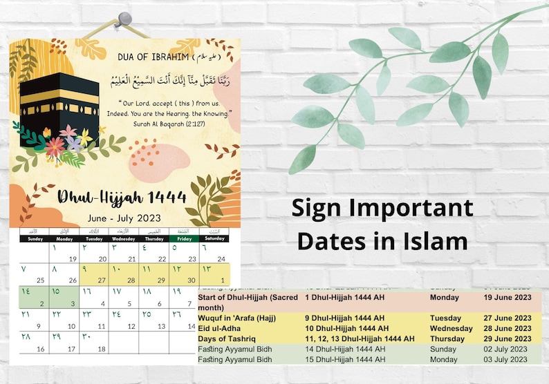 Islamic Hijri Calendar 1444 H 2022 2023 Arabic Etsy India