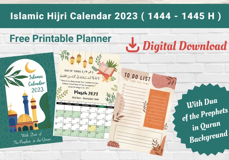 Islamic Calendar 2023 1444 1445 H Hijri Calendar 2023 Etsy