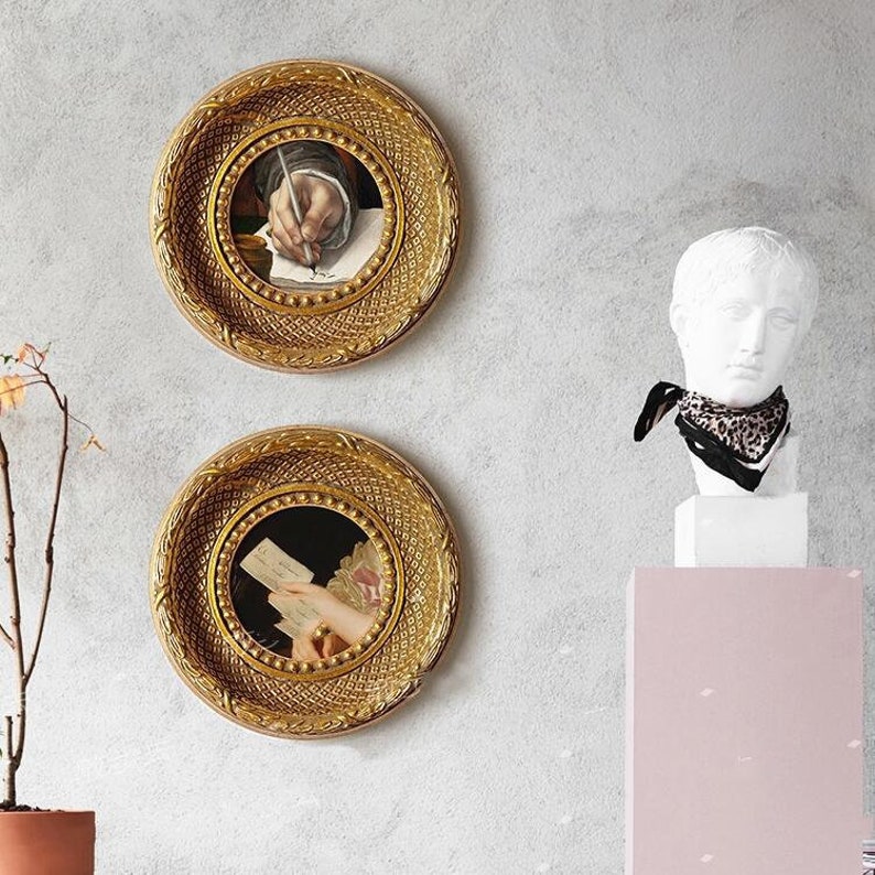 Baroque frame round rococo golden retro vintage home decor classical resin victorian