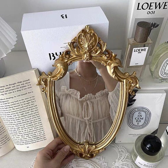 Baroque Rococo Bow Gold Retro Vintage Frame Mirror Oval Home Decoration  Classical Resin Victorian 