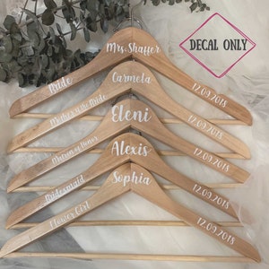 Wedding hanger Decal DIY - Bride, Bridesmaid,