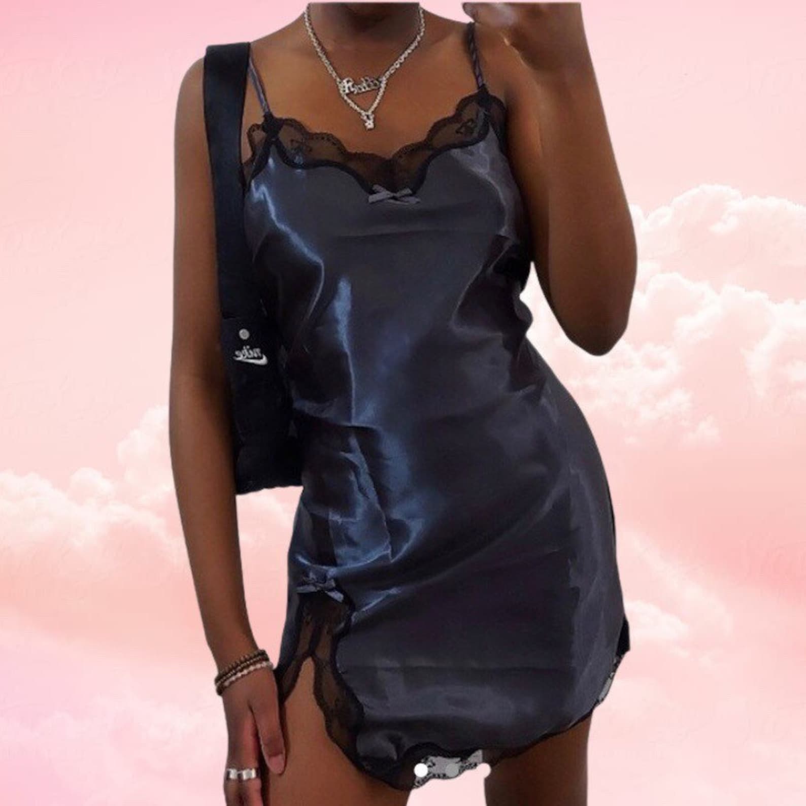 Scalloped Lace Silk Slip Top