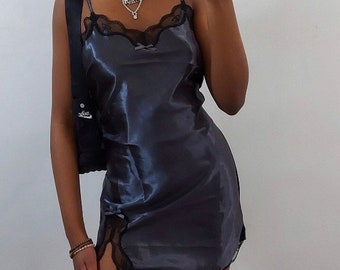 black silk and lace dress