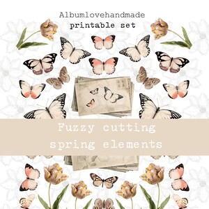 Printable | Fuzzy Cutting | Butterflies | Spring | Tulips | Spring Elements | Digital | Instant Download