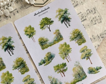 Stickers | Greenery | Tree Stickers | Spring Green Tree | Journal Stickers | Scrapbooking | Deco Stickers | Set 11 pieces