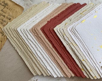 Handgeschept papier | Gerecycled milieuvriendelijk papier | A6-formaat I Deckled Edge-papier | Papier voor ambacht | Journaalpapier | Eén vel papier