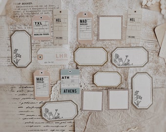 Handmade Pastel Journaling Labels: Snail Mail Cutouts (16 pc)