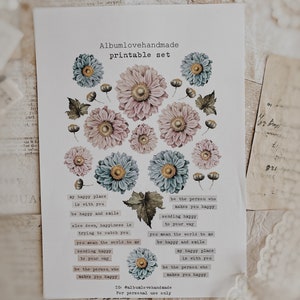Stampabile / A4, 8,5x11 / Ephemera / Fiori / Parole / Digitale / Floreale / Download immediato