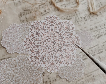 Paper Doily Cut Outs: Beige & Pink Collage Ephemera (Set of 10)
