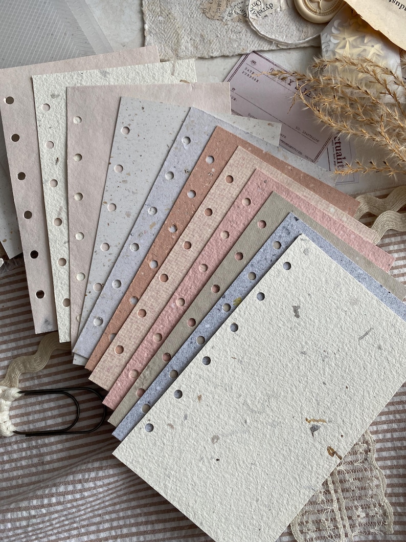 Ring Journal with handmade paper insert, mixed colors, 15 pages size: A7/ M5 only insert A7