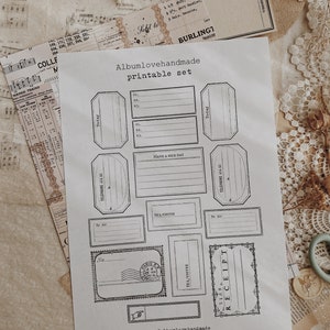 May include: Printable set of vintage-style labels and tags for journaling, scrapbooking, or gift wrapping. The set includes labels for "Today", "Telephone", "Tea/Coffee", "Receipt", and "Have a Nice Day".