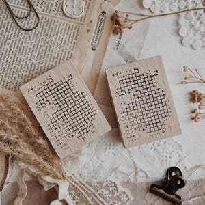 Rubber Stamp | Grid Wooden Rubber Stamp for Journaling | Vintage Rubber Stamp | Decorative Stamp | Scrapbooking Stamp