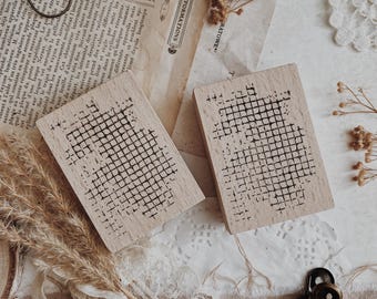 Grid Rubber Stamp: Wooden Journaling Stamp, Scrapbooking