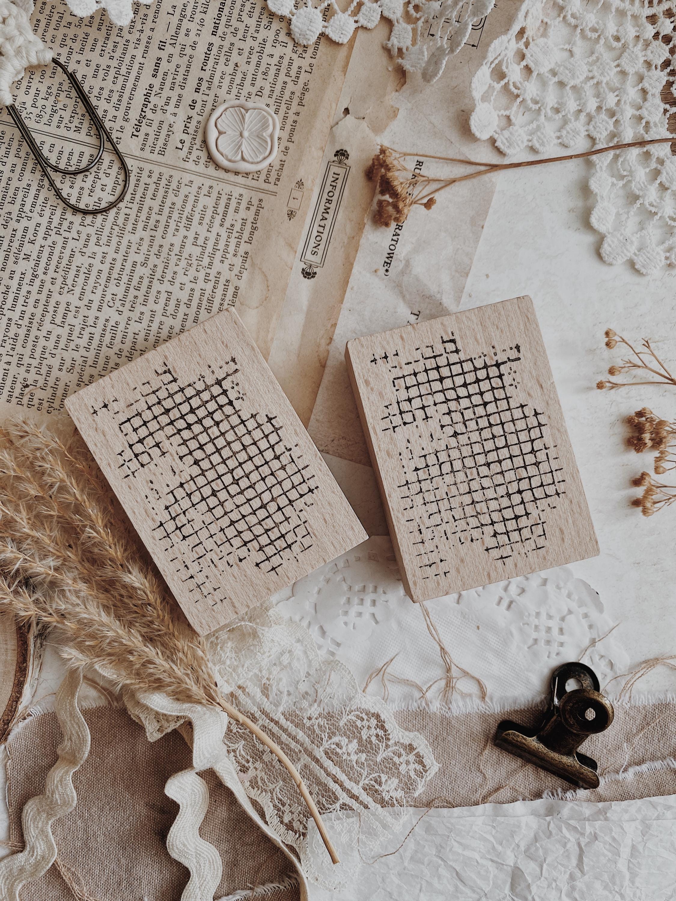 Rubber Stamp | Grid Wooden Rubber Stamp for Journaling | Vintage Rubber Stamp | Decorative Stamp | Scrapbooking Stamp