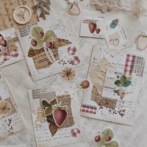 Strawberry Theme Ephemera: Journaling Stickers, Patterned Paper (A4 Printable) image 3