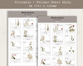 Hoja de pegatinas blancas para tarjetas de muestras / Pegatinas imprimibles para agendas (descarga digital) / Usuarios de Silhouette y Cricut