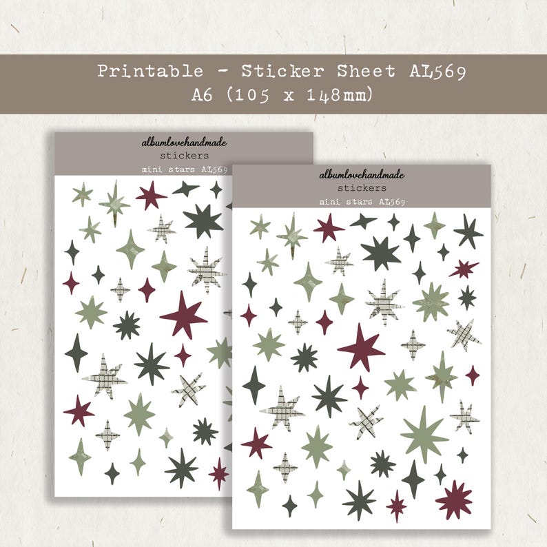 Mini Stars Sticker Sheet | Printable Planner Stickers (digital Download ...