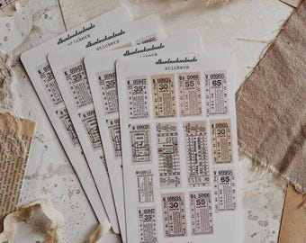 Vintage Ticket Stickers: Travel Journaling, Scrapbooking - Matte & Transparent