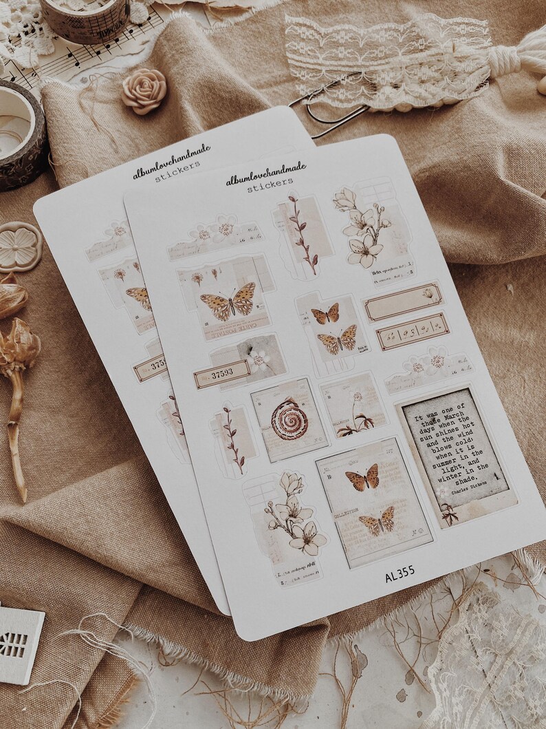 Collage Stickers | Floral, Shells, Ephemera Matte & Transparent Set of 25 image 10
