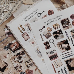 Stationery Theme Printable Stickers: Journaling Ephemera (Digital Download)