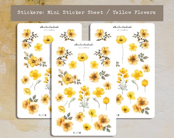 Stickers | Mini-bloemstickers | Gele stickers | Lentestickers | Tijdschriftstickers | Bujo-stickers | Plannerstickers
