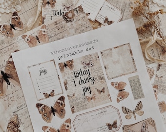 Butterfly Ephemera Printable: Journal Stickers, Envelopes (Digital Download)
