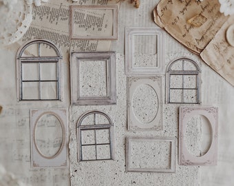 Cut Outs | Frames | Windows | Journaling | Paper Crafts | Scrapbooking | Junk Journal Supplies | Set 10 pieces