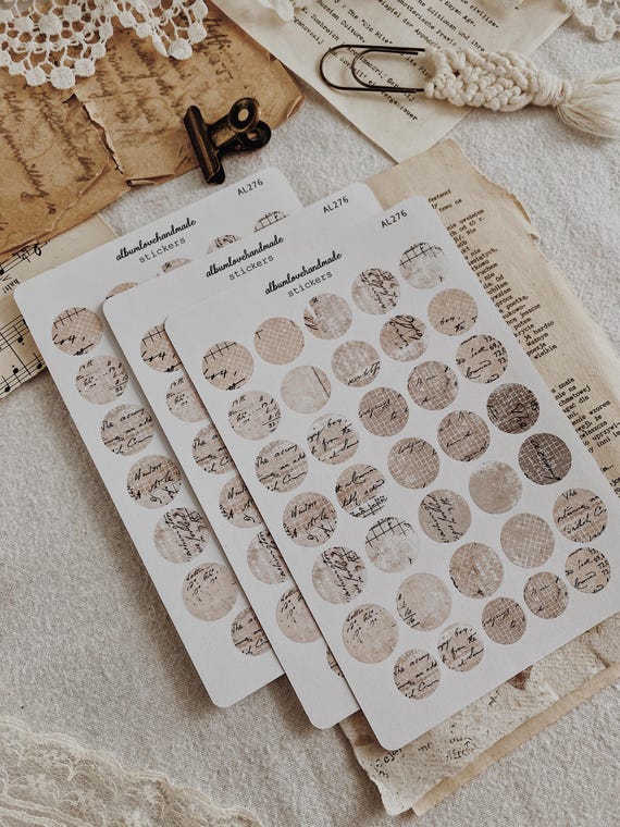 Collage Circle Stickers: Earthy Tone Planner Stickers - 35 Piece Set