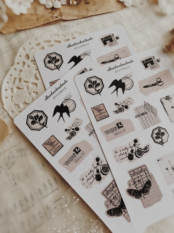 Vintage Sticker Set, Vintage Scrapbooking, Scrapbooking, Junk