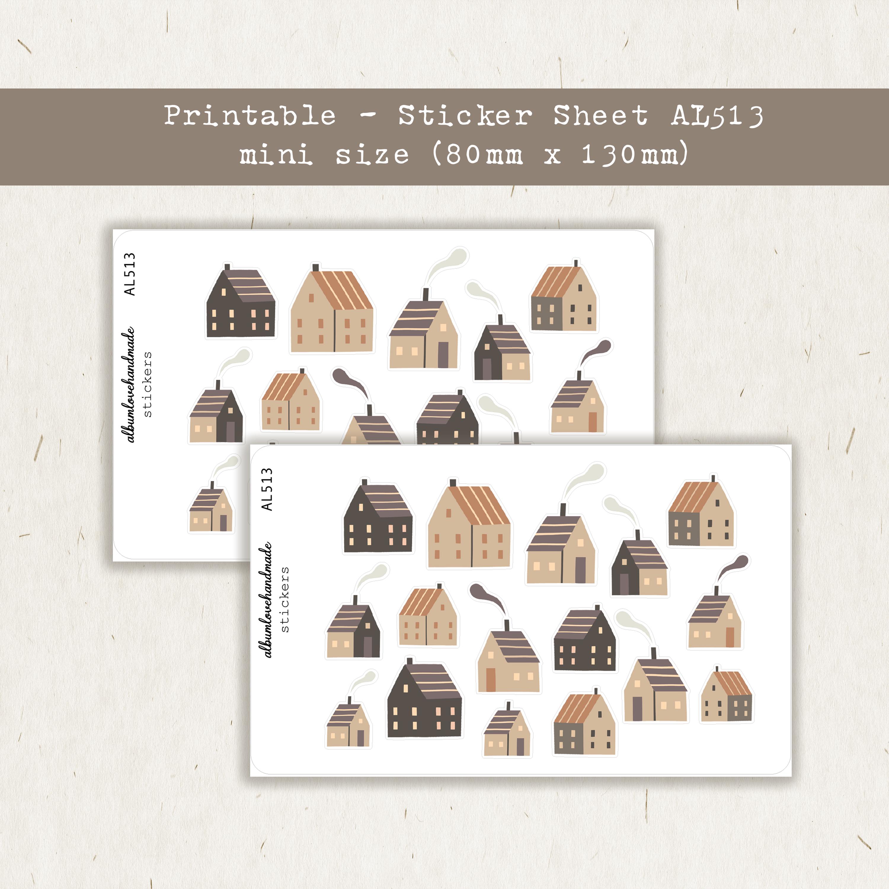 Mini Houses Sticker Sheet: Printable Stickers (digital Download) (.png ...