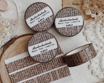 Old Text Book Tape: Journal & Planner Decoration 15mm