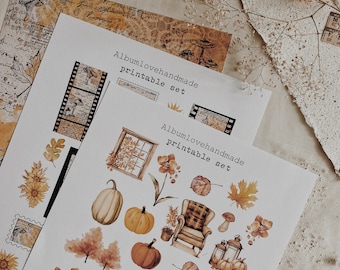 Printable | A4, 8.5x11 | Fall Theme | Autumn Theme | Digital | Autumn Leaves | Digital Art | Instant Download | Pattern | .jpg files