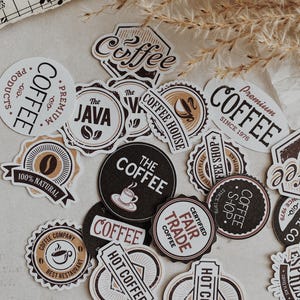 Stickers | Coffee Stickers | Die Cut Stickers | Coffee Deco Stickers | Journal Stickers | Coffee Lover | Scrapbooking | set 20 stickers