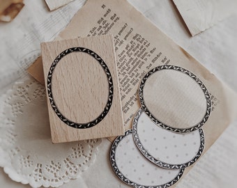 Oval Frame Rubber Stamp: Decorative Journaling, Scrapbooking (5x7cm)