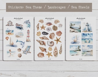 Stickers | Sea Themed Bundle | Journal Stickers | Scrapbooking | Deco Stickers | Matte & Transparent Stickers | 3 Sticker Sheets