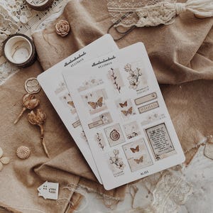 Collage Stickers | Floral, Shells, Ephemera Matte & Transparent Set of 25 image 9