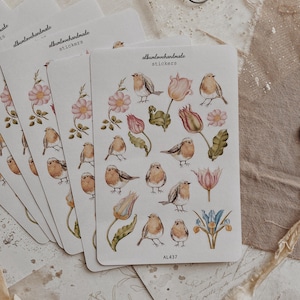 Stickers | Robin Bird | Lentestickers | Tulpen | Plannerstickers | Bujo-stickers | Dagboekstickers | Decoratiestickers | Mat en transparant