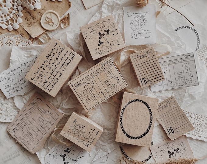 Rubber Stamp Wooden Rubber Stamp Journal Stamps Bullet Journal Vintage